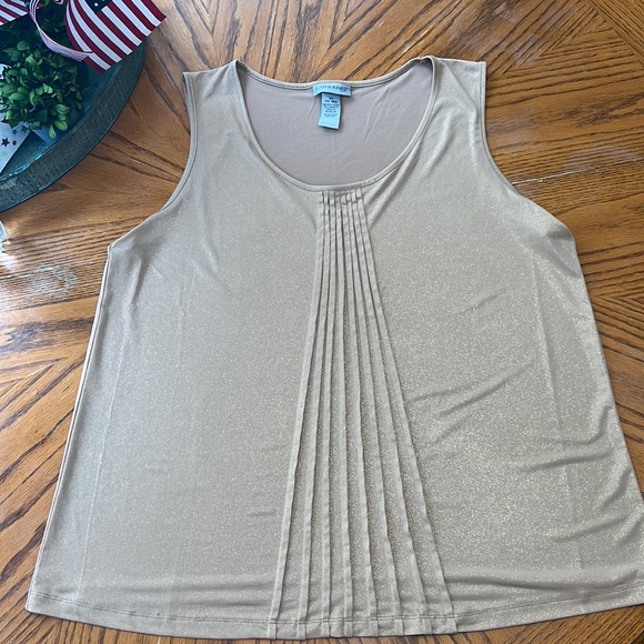 CATHERINES gold metallic dressy tank top . - Picture 1 of 5